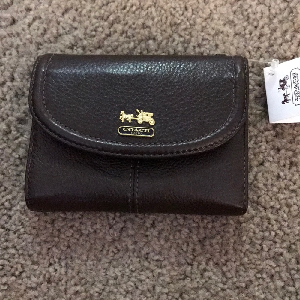 Coach MAD LTH medium wallet. Mahogany.
